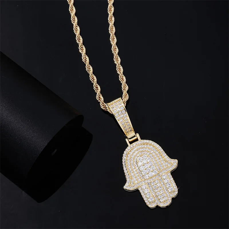 Set jewelry for women 18k gold plated hamsa hand pendant s925 vvs moissanite tennis chain hip hop jewelry