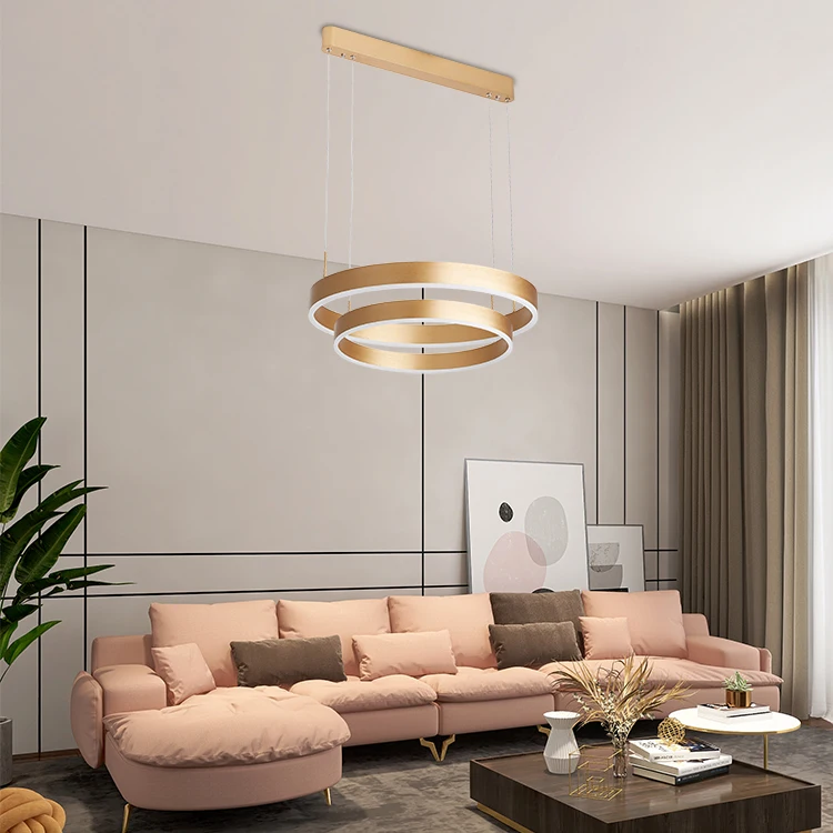 Modern Nordic Decorative Aluminum Hanging Lamps Acrylic Ring Led Chandelier Pendant Lights For Living Room Simple