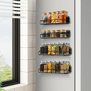 Best Sellers Double Moveable Fridge Storage Organizer Strong Magnetic Spice Racks for Refrigerator Kitchen