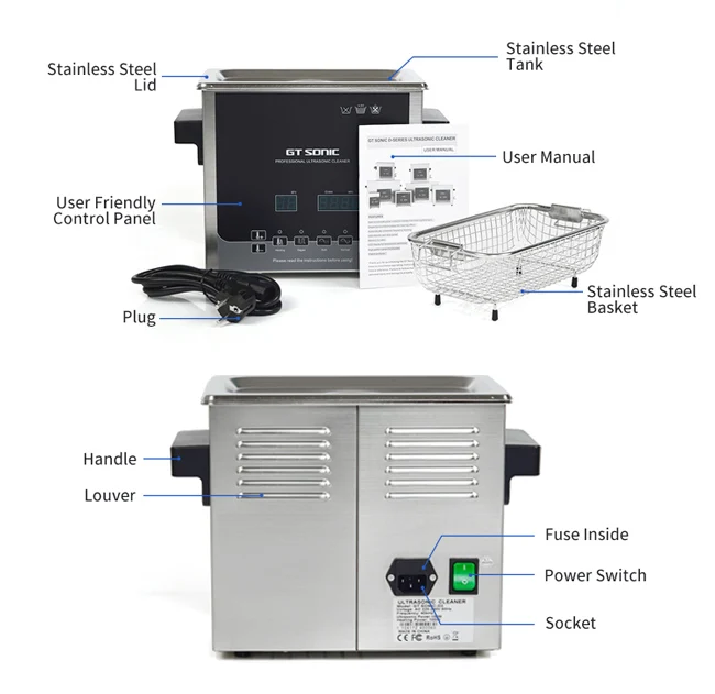 Gt Sonic-D3 3L 100W 50W 40Khz Ultrasound Cleaning Equipment Degas Digital Ultrasonic Cleaning Equipment With Degas