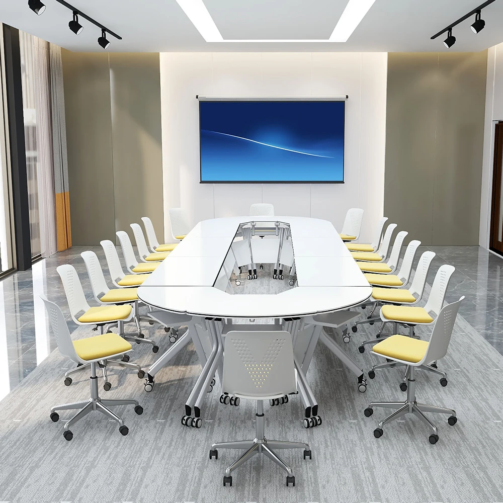 Office Foldable Conference Table Furniture Manufacturers Meeting Training Table Folding Table Desk With Wheels