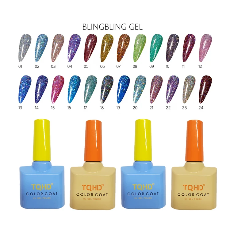 Huati Sifuli TQHD Gold Foil Blingbling Laser Diamond Painting Chameleon Gel Collection Vegan Uv Nail Polish Kit