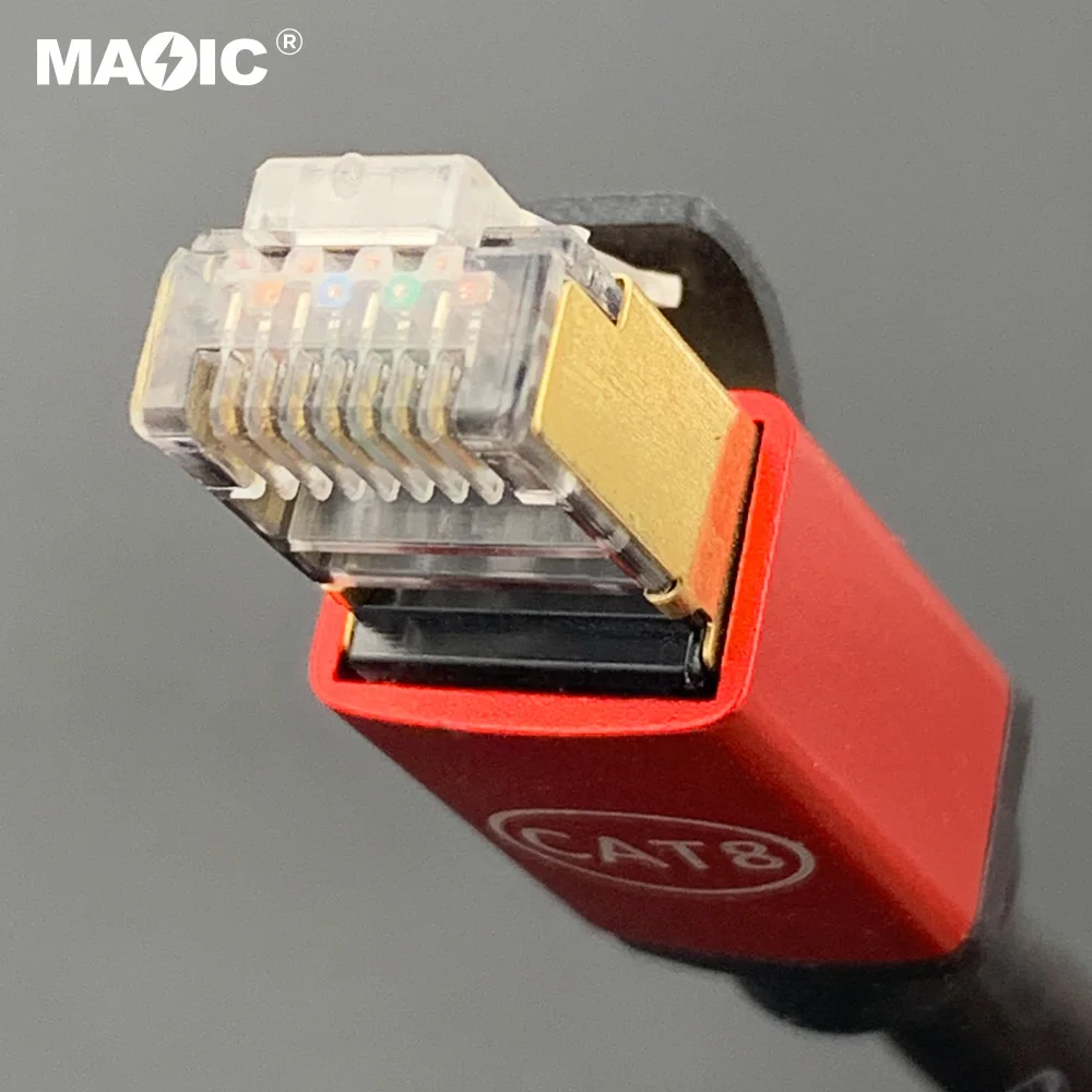 OEM Cat8 Ethernet Cable Cat 8 LAN Network Cable 40Gbps 2000Mhz with Gold Plated Connector Weatherproof S/FTP