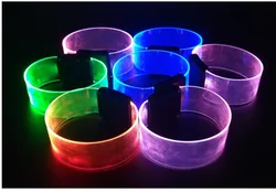 BOSI Manufacturer Novelty Transparent TPU Custom Laser Logo Neon Glow Flashing Light Up Led Magnetic Bracelet Wristband