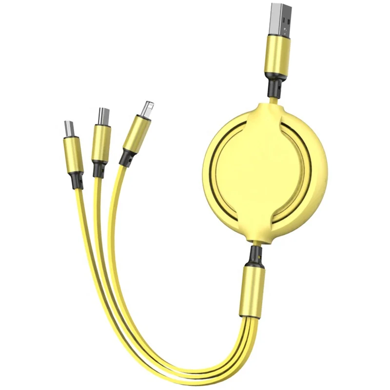 
High Quality Custom 3 In 1 Charging Cable Multi-Function Retractable Usb Cable For Mobile Phone 