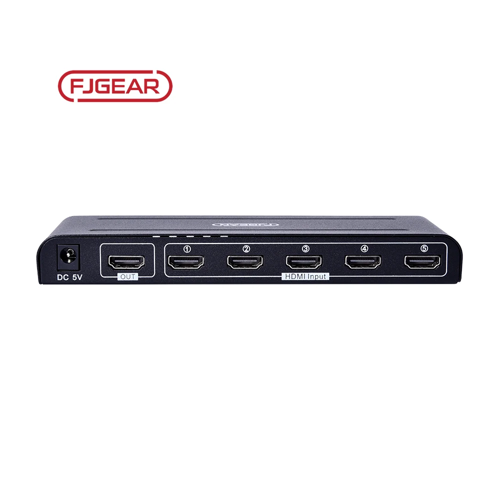 4K501 Fjgear Cheap And Fine 5 Ports Hdmi Hd Video Switcher 3840*2160/30Hz Selector Hdmi Kvm Switcher Hdmi Switch