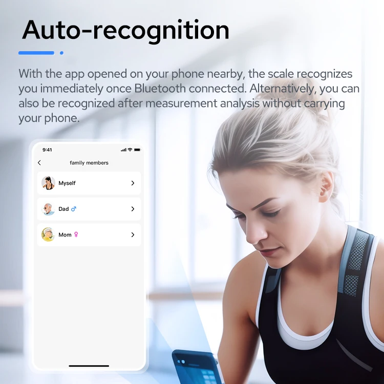 TRANSTEK Cheap Rechargeable Smart Scale for Human Body Composition Fat Scale Bluetooth Digital Body Weigh BMI Scale