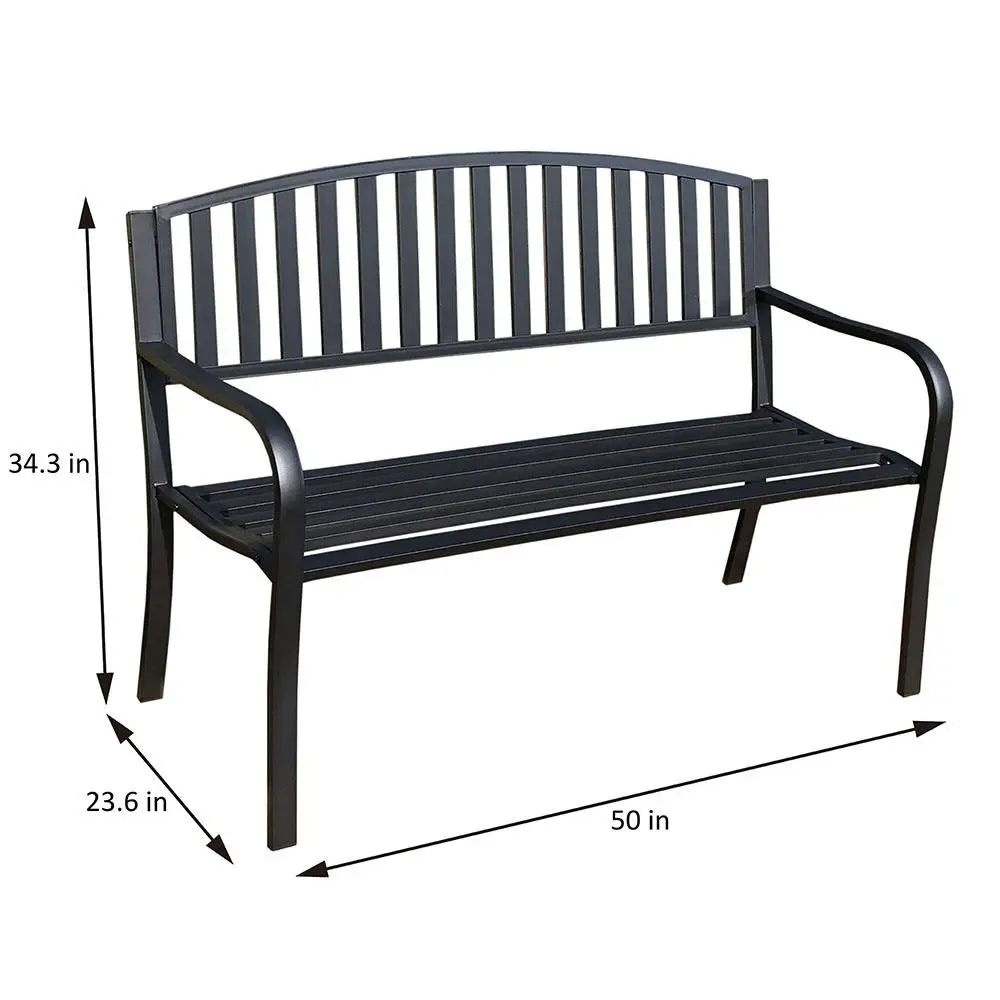 Outdoor Street Metal Frame Bench Patio Furniture Long Chair Outside Garden Park Traditional Bench