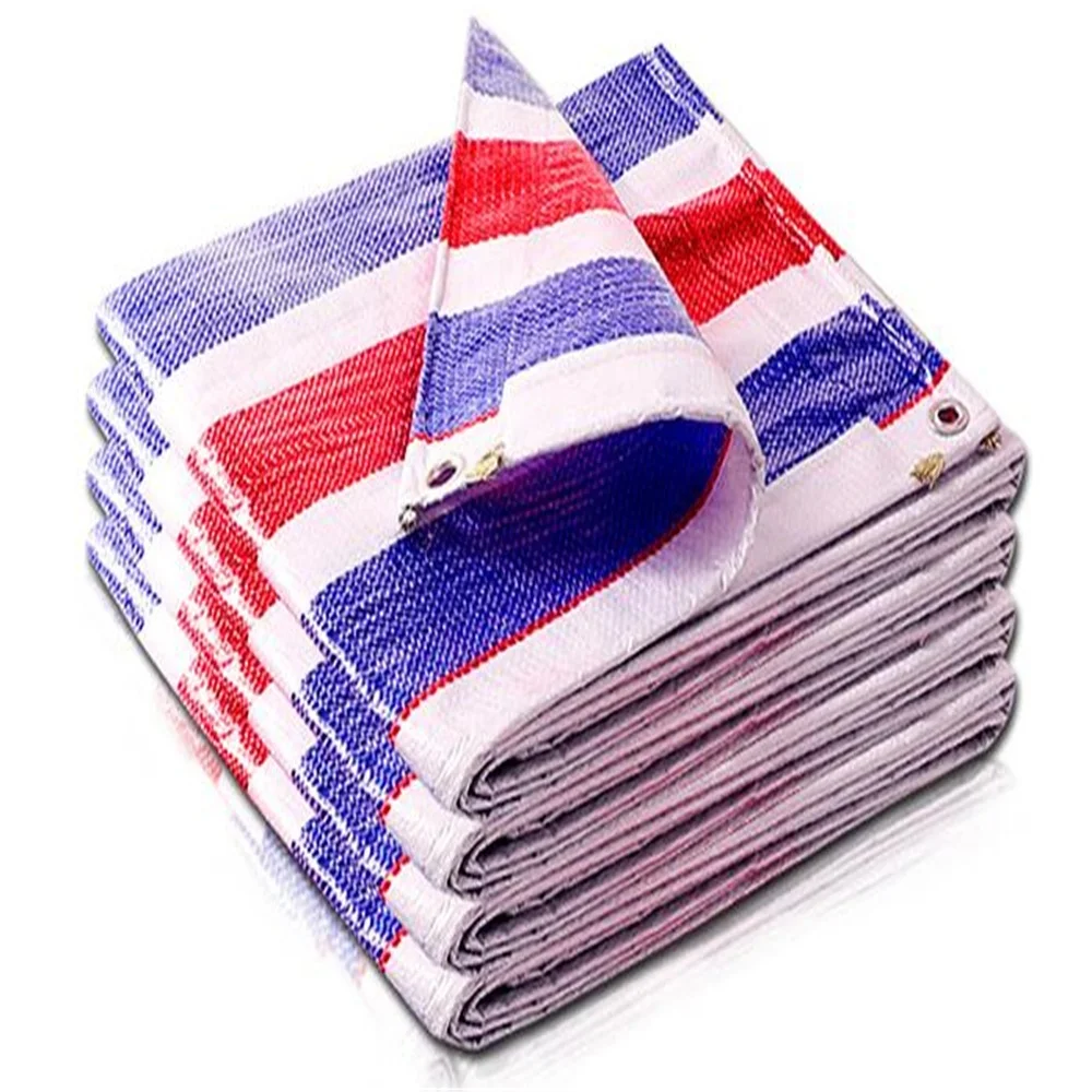 blue white red stripes tarp plastic tarpaulin pe tarpaulin roofing cover waterproof pe mulch striped pe stripes tarpaulin