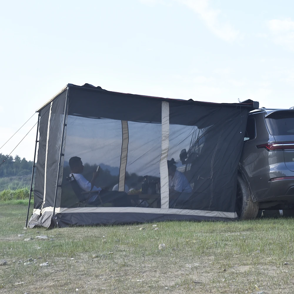 2.5m x 2.5m Awning Roof Top Tent Camper Trailer 4WD Awning 4X4 Camping Car Rack Pull Put With Mesh Room