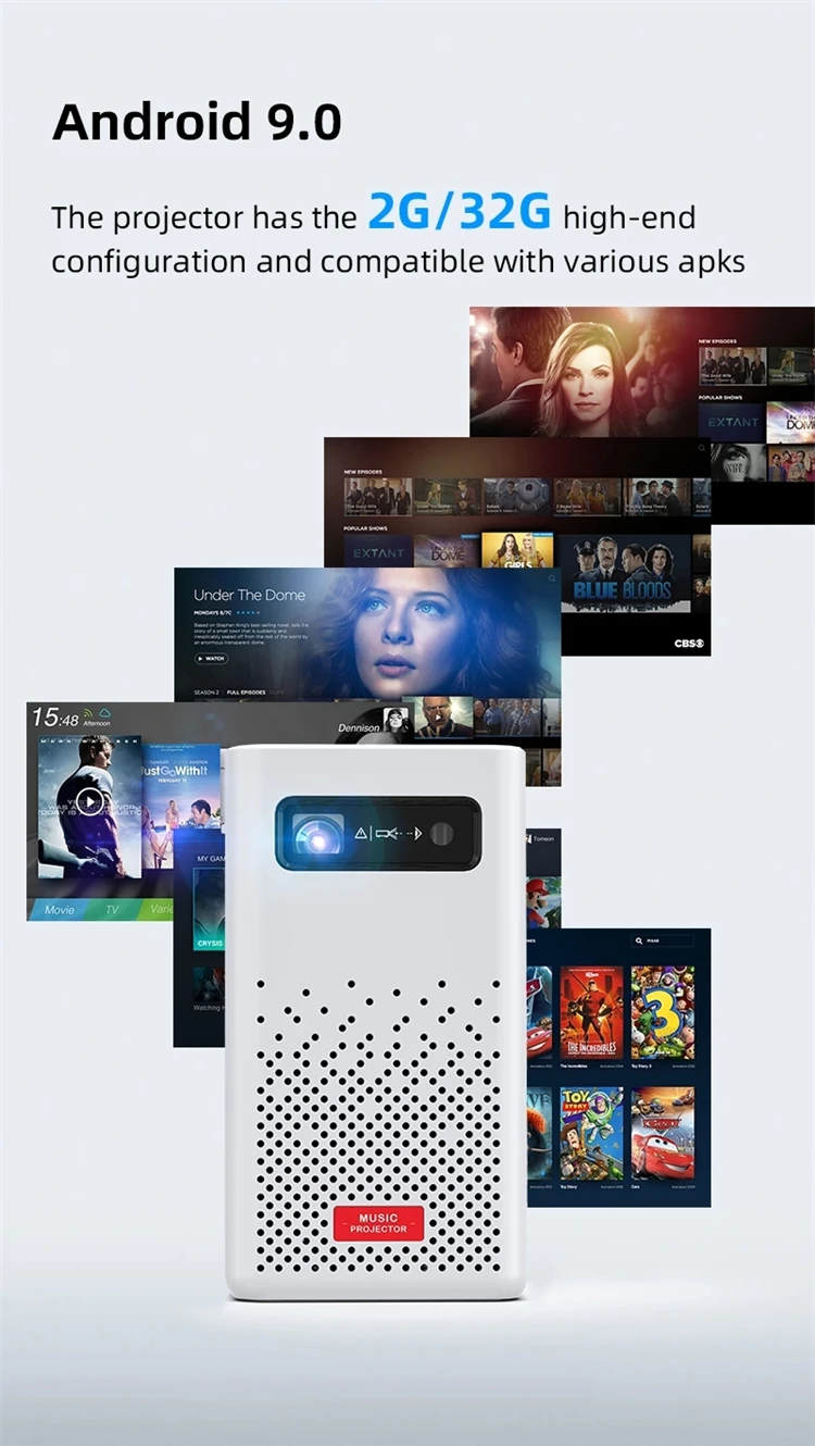 4K 3D Smart Android Mini Pocket Projector Led DLP Portable Wifi Beamer for Smartphone Tablet Mobile Phone Projector