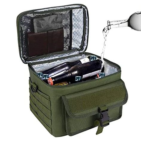 Large Black Men Adult Tactical Insulated Meal Prep Lunch Box with Should Strap for Work School Picnic Cooler Bag