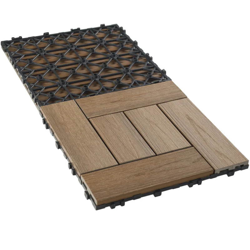 New design  300*300MM Co-extrusion extruded wood plastic composite  easy installation deepembossing wpc decking tile