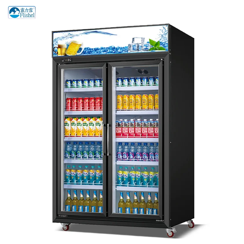 Supermarket Beverage Fridge Upright Glass Door Drink Show Case Display Cooler Beverage Cola Cooler Refrigerator