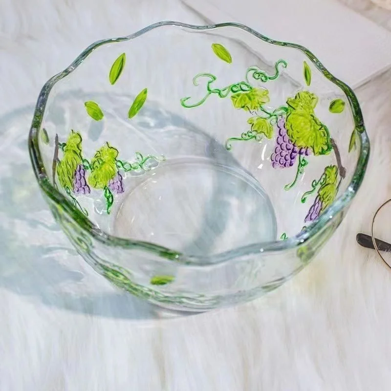 Hot Selling Color Glassware Customized Irregular Shape Glass Mixing Bowl Salad Bowls Fruit Vegetable Sweet Food Bowl
