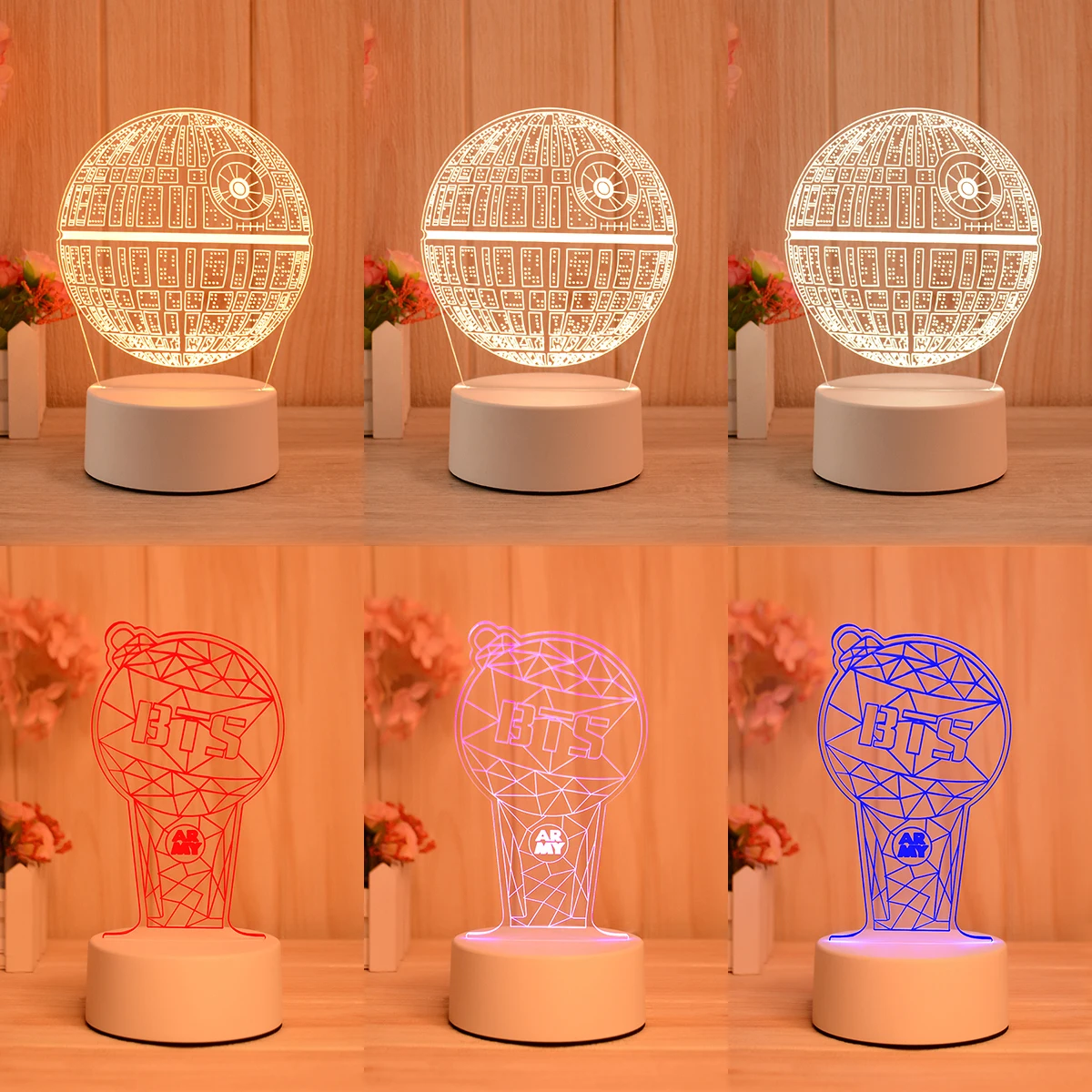 Zhongshan factory acrylic night light baby sleeping decor led light illusion 3D light