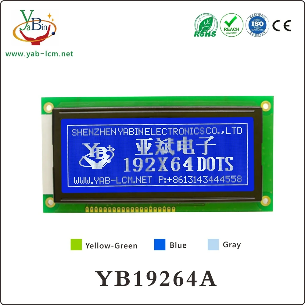 20PIN 19264 192X64 Lcd Display with 3.3V/5V Ks0107/S6B0107/Sbn6400 driver IC