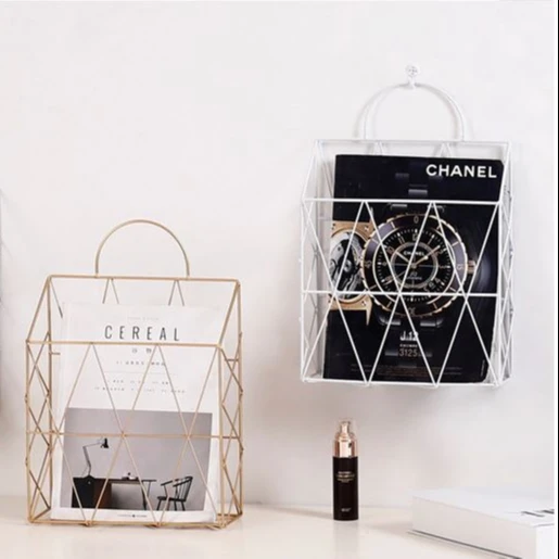
Metal Wire Wall Mount / portable Magazine Holder, Home Storage Organizer - Space Saving Rack for Magazines, Books, Newspapers 