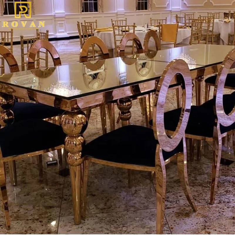 France restaurant wedding furniture stainless steel mirror dining table used for banquet tables