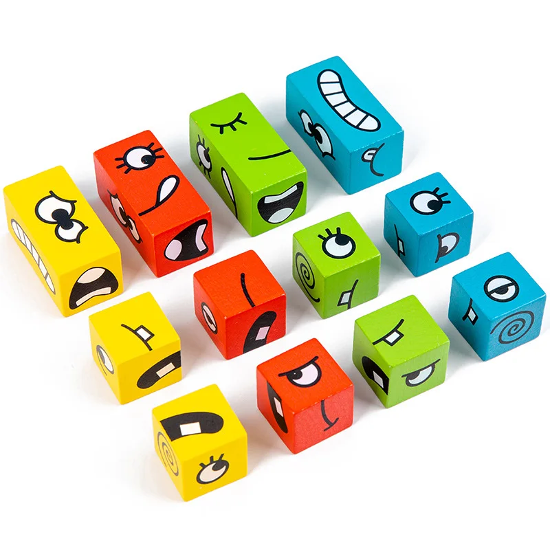 Wooden Educational Toy Face Changing Magic Cube Children Logical Thinking Training Family Parent-child Interactive Desk Game