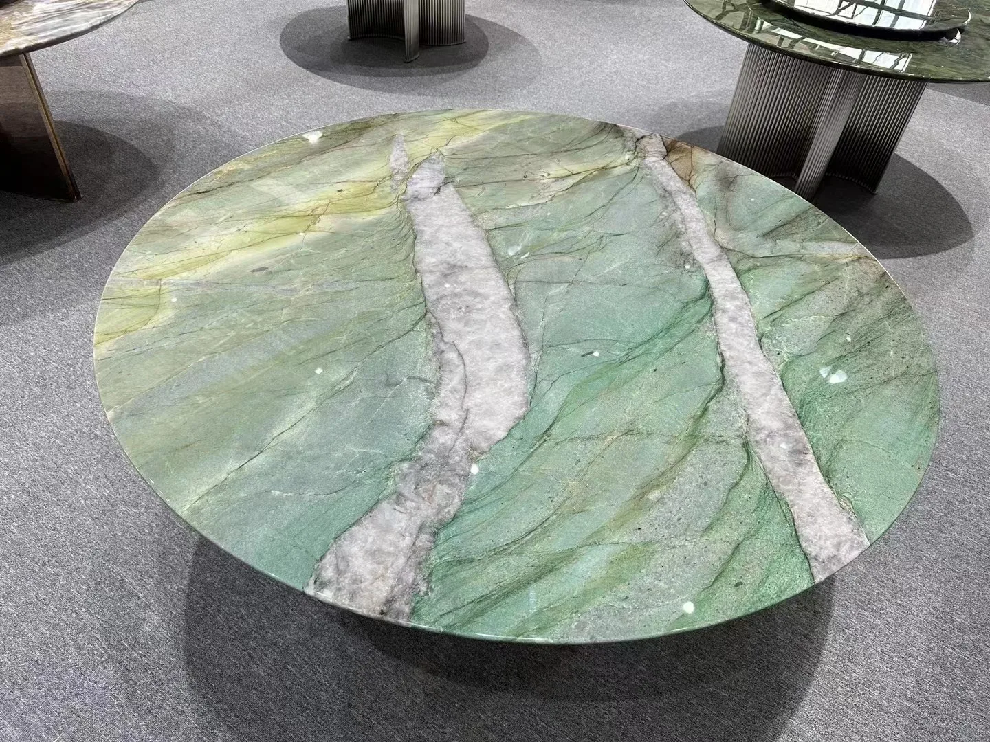 Lazy Susan Table Top Marble Dining Table for Dinning Room With Italy Arabescato White Marble