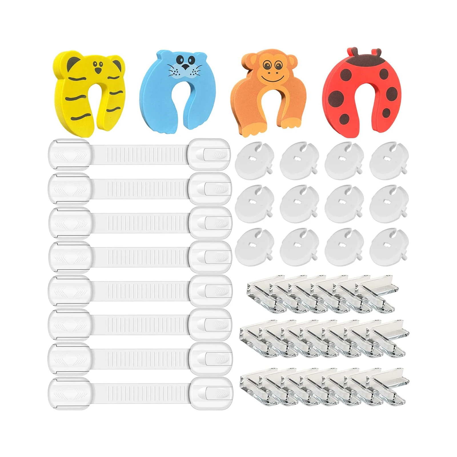 47 PCS Baby Safety Kit with ABS Plastic Socket Cover and Key Various Baby Safety Products