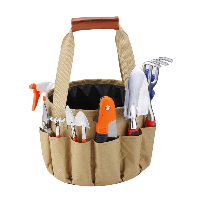 
Portable home garden hand tools bag set high quality aluminum alloy pliers scissors shovel rake garden building canvas tool bag 