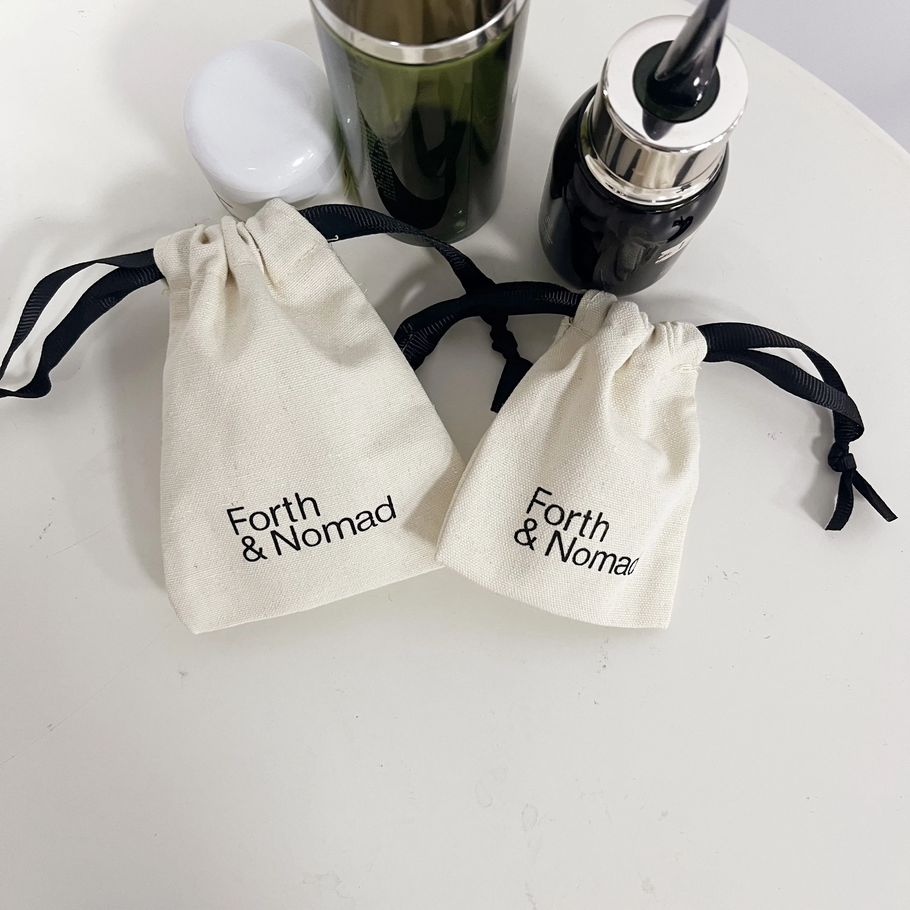 Manufacturer custom natural cotton drawstring bag beige cotton linen drawstring pouch with cotton string