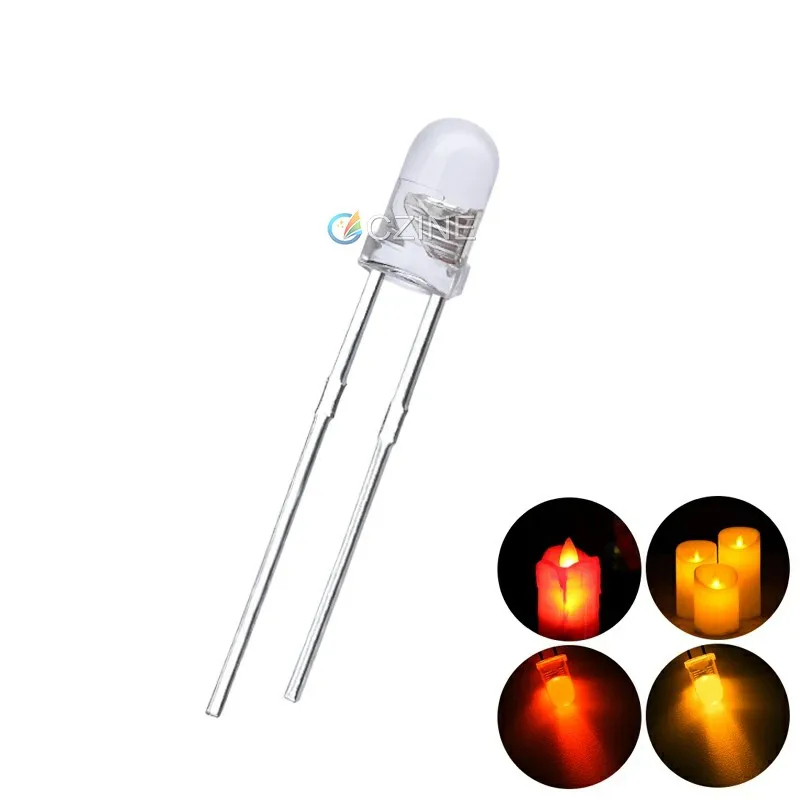 Czinelight Candle Flash 3mm 5mm Round Top Clear Red Yellow Flickering Led Light Candle Flash Blink Led Diode