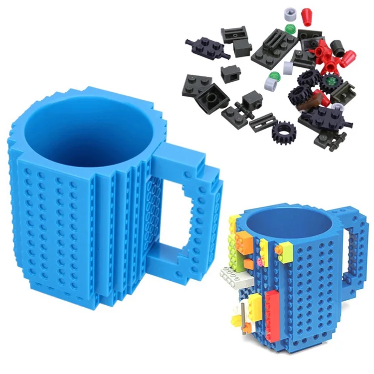 Wholesale Creative Bpa-free ABS Plastic DIY Assemble Building Blocks Toys Brick Kids Mug Best Office Gift Coffee Cup Mug