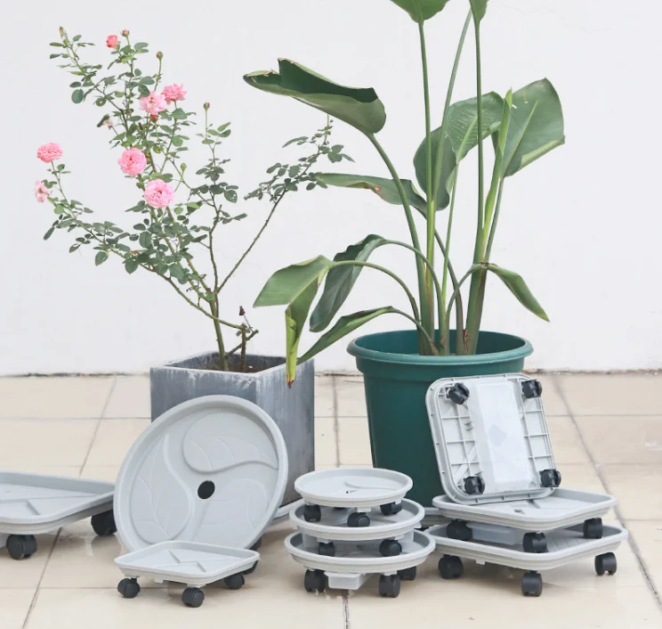 Factory Wholesale Round Square Pot Plant Stand Thickened Flower Pot Mover Holder with Drainage Water Container