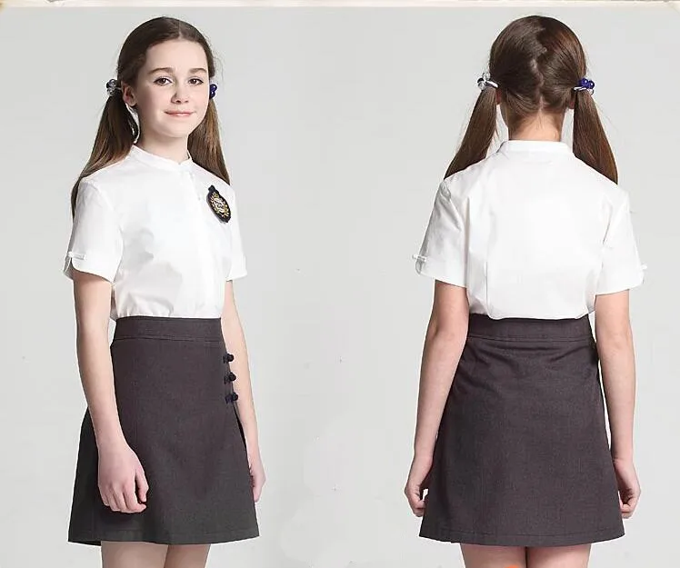 custom fashion pure color Chinese style school girl short skirts uniforms