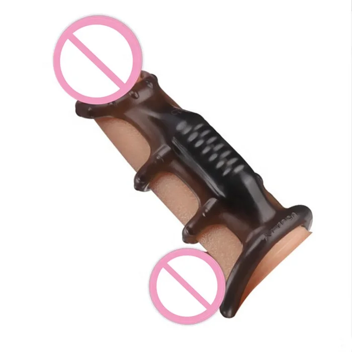 Male sex toys transparent vibrating penis sleeve for condoms sleeve