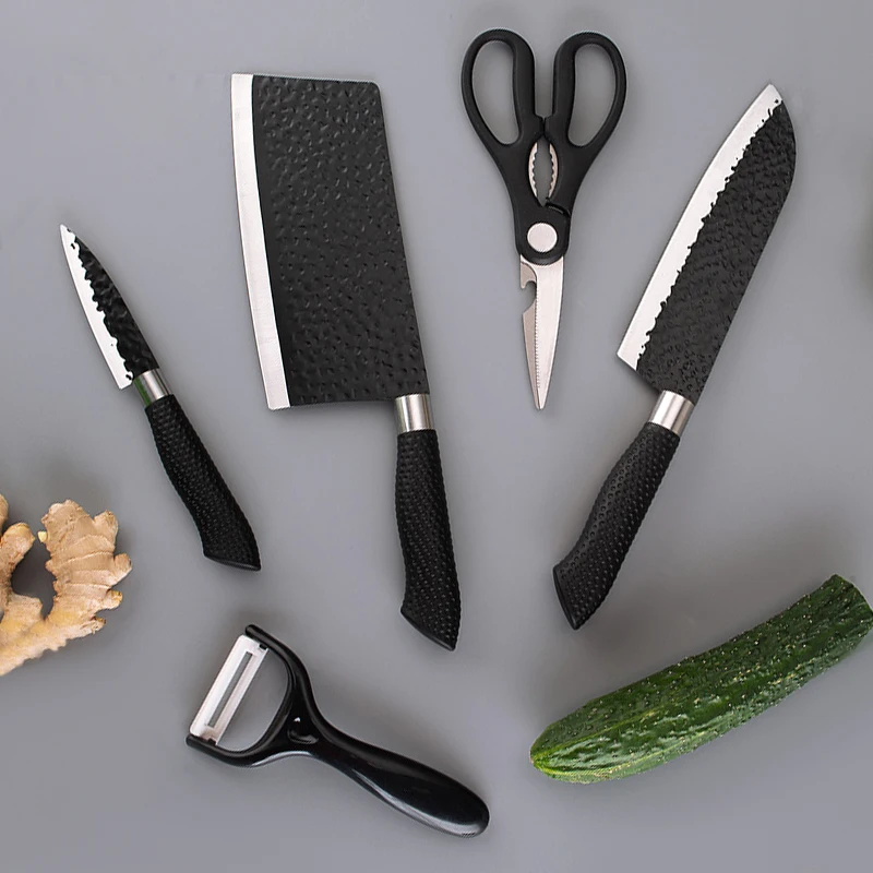 Cheap And Good Quality Stainless Steel Multi-functional Swiss Knife Sets Ceramic Peeler 5pcs Cutcher Kitchen Knife Set