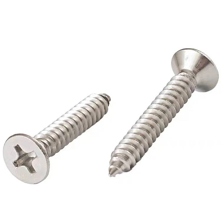 Stainless steel self-tapping screw manufacturer DIN7982 A2 A4 Cross Recessed CSK Flat Head Self Tapping Screw