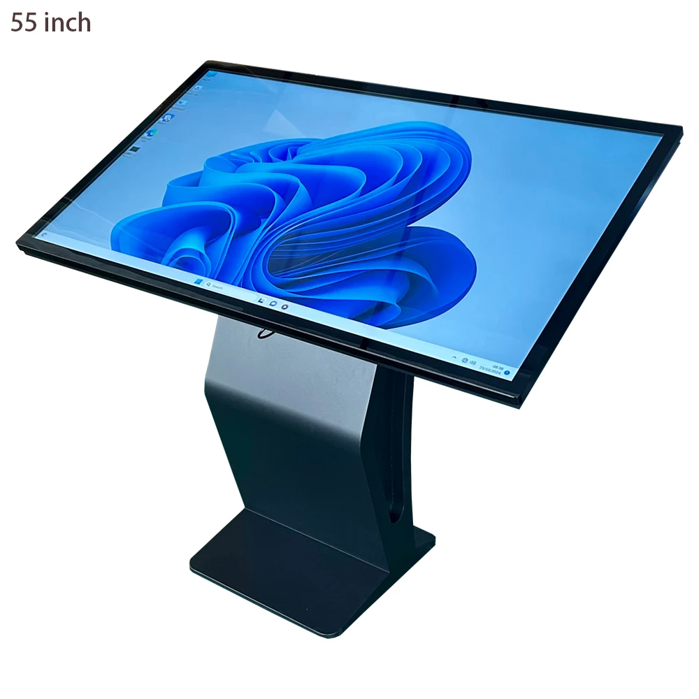 43 55 inch floor stand large lcd touch screen interactive kiosk advertising display with camera printer advertising screen