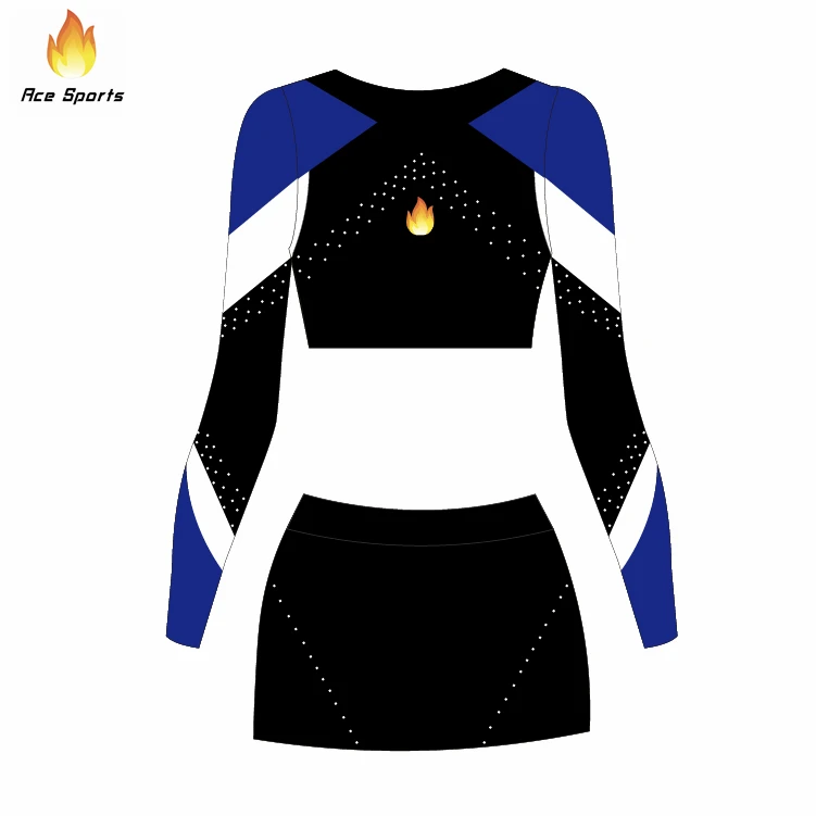 Ace Sports All Star Cheerleading Uniforms Australia Designer 2023 Navy Blue Good Quality Cheer Fancy Dress Charming Mesh