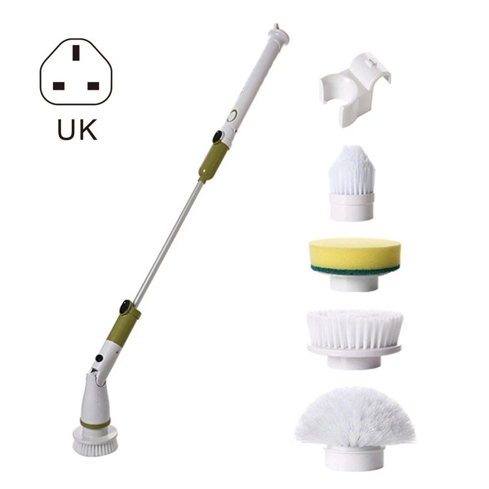 Electric Cleaning Brush, JESOPB Battery Turbo Spin Scrubber with 6 Interchangeable Brush Heads and Extension Bar