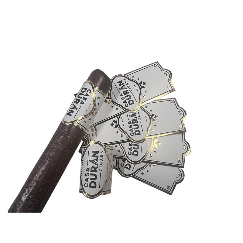 Custom Embossed Logo Cigar Band Label Stickers,Luxury Textured Gold Foil Hot Stamping Varnishing Packaging Labels Printing
