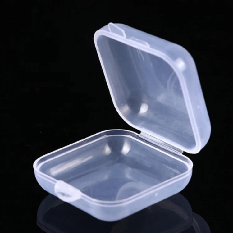 Custom 1.5 inches Transparent plastic square earplug box PP mini with lid small parts data line storage box