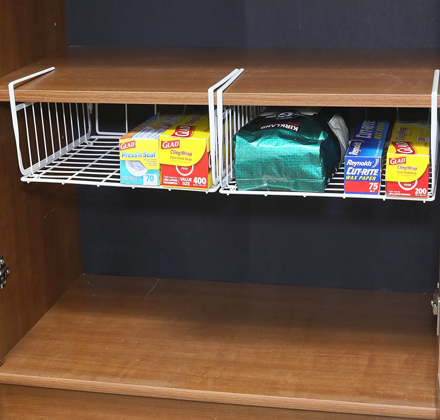 Kitchen Bathroom Hanging Wire White Under Shelf Storage Basket