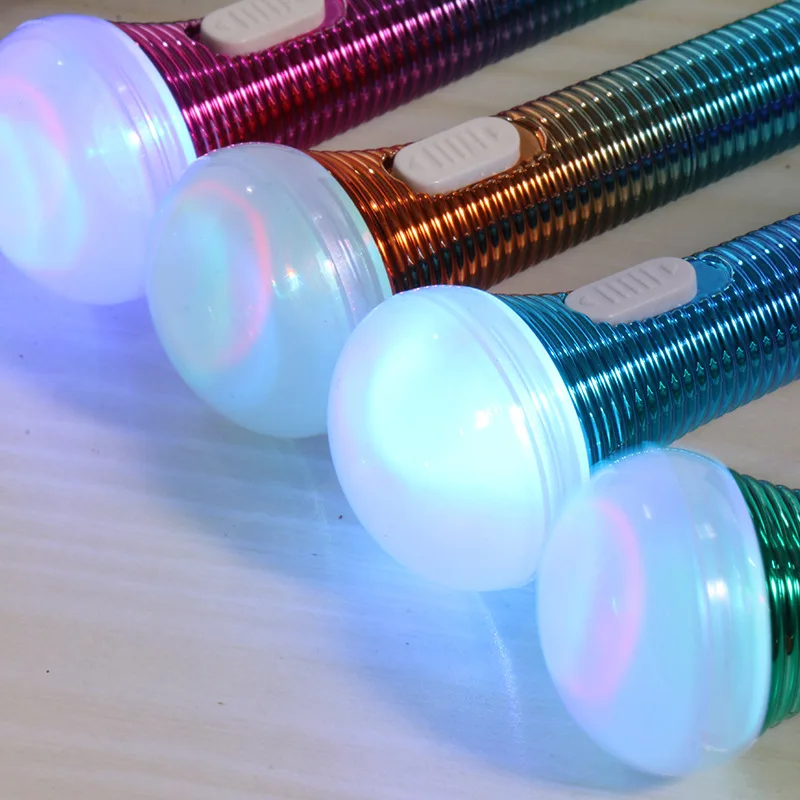 Factory Direct Sale Cartoon Kawaii Led Bulb Lights-up Shining Liquid rainbow color glitter Fairy Ball Pen
