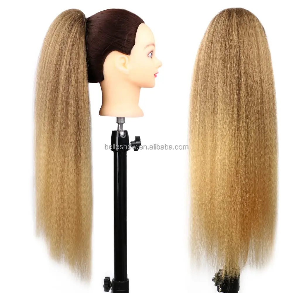 Drawstring Ponytail Hair Extension 22 Inch Synthetic Clip In Afro Kinky Straight Ponytail Hairpieces With Elastic Band Comb