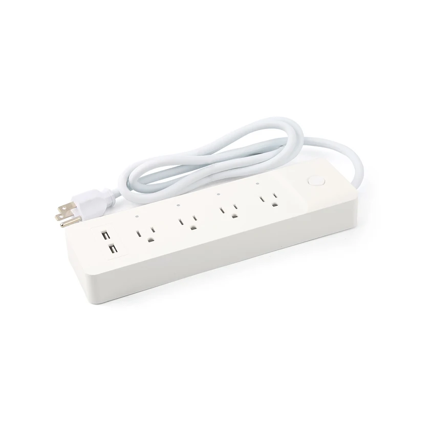 Tuya Smart USA Standard flexible desktop 4 Outlets surge protector power strip alexa us with 2 usb charging ports
