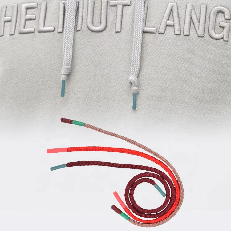 Custom Drawstring Cord Colored Round Hoodie Draw String With Rubber Tips Draw Cords Aglets Custom Logo