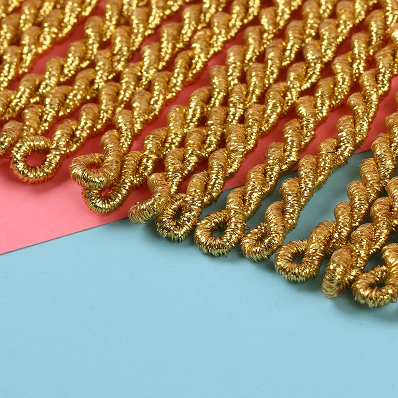 Gold metallic twisted metallic bullion fringe for flag