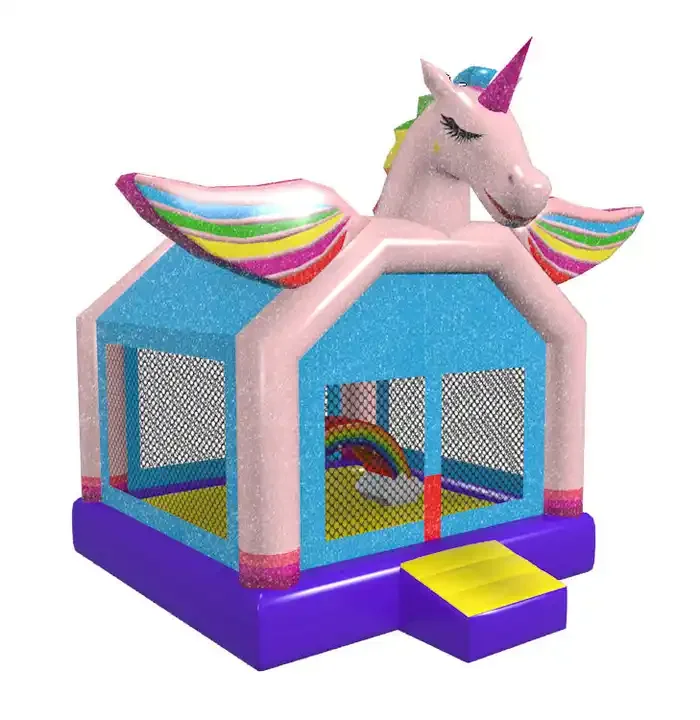 Children rainbow unicorn inflatable bounce house for girls