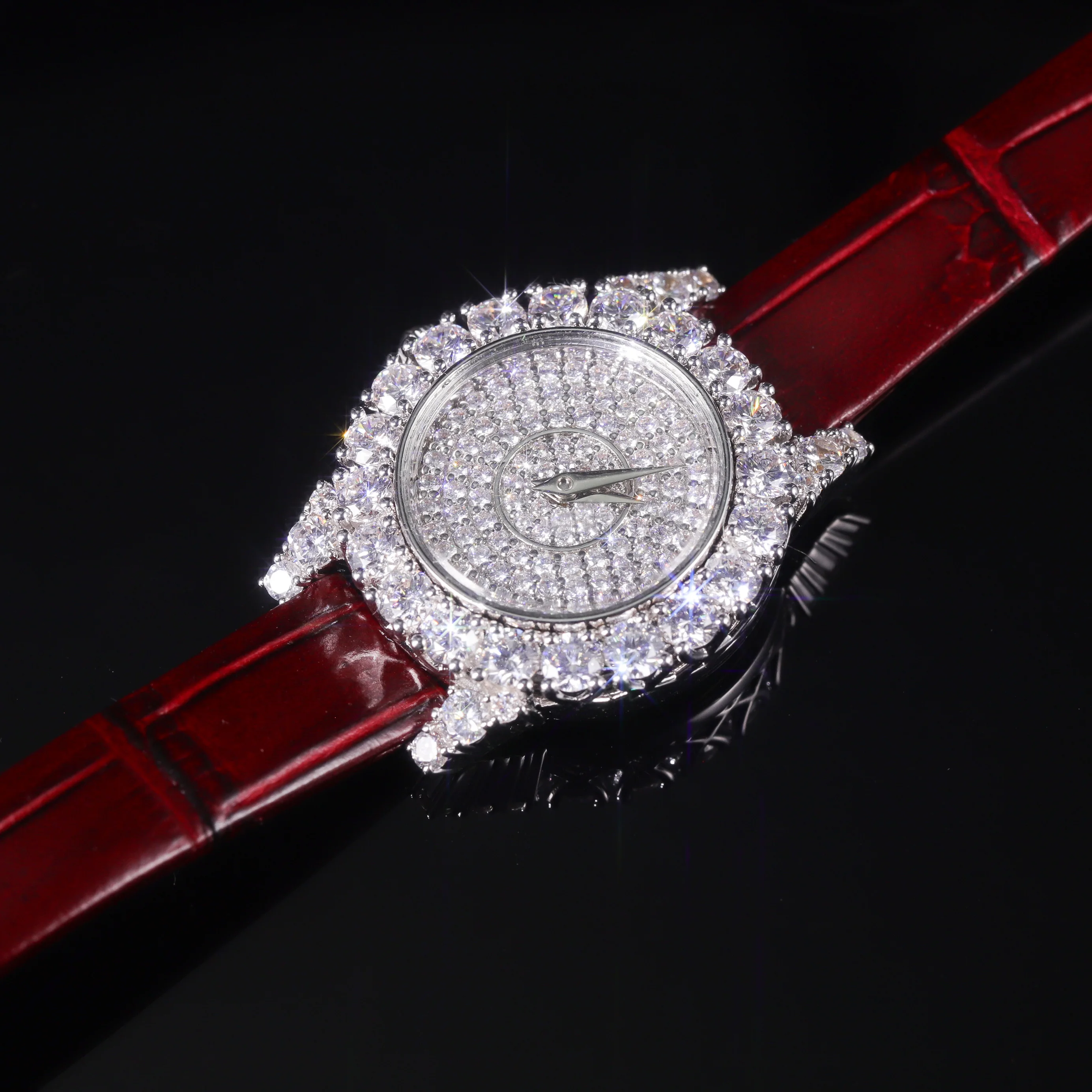 JW002 Abiding Jewelry Factory Wholesale Custom Gold Luxury 925 Sterling Silver Quartz Moissanite Diamond Watches for Women