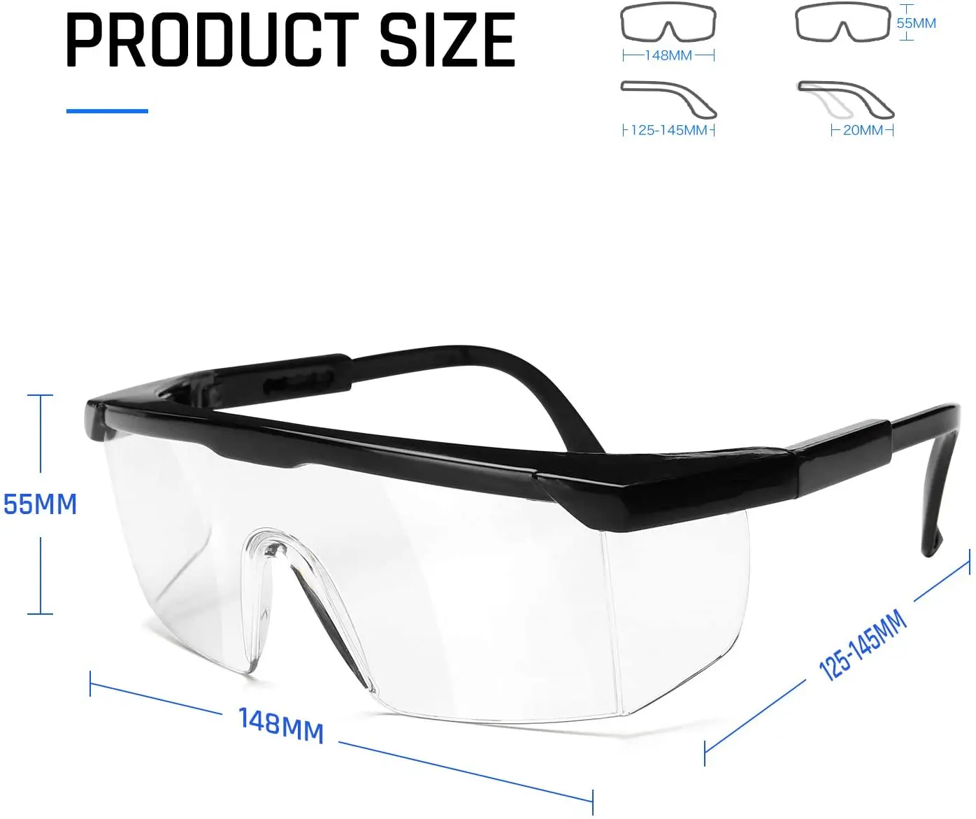 Hot sale free sample pc lens adjustable frame wraparound type safety googles safety glasses