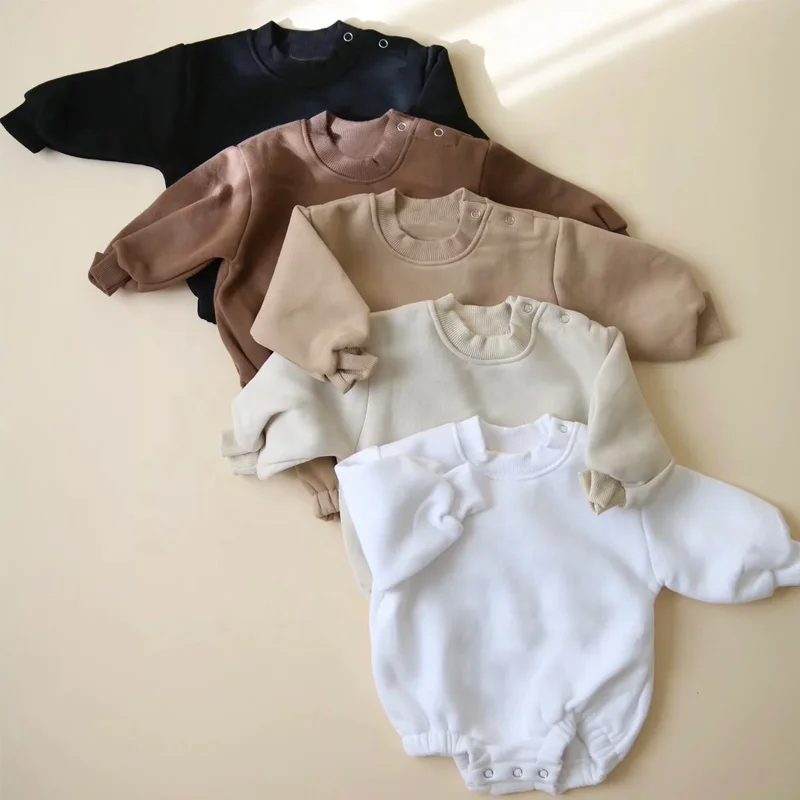 Long Sleeve Autumn French Terry Baby Sweatshirt Bubble Romper